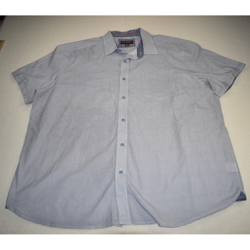 Johnston & Murphy Men's XL Regular Woven Button-Up Anchor Print Short Sleeve